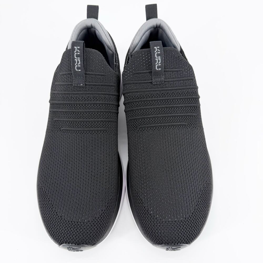 Kuru ATOM Slip-On Men's 8.5 Jet Black Graphite Plantar Fasciitis Walking Shoes